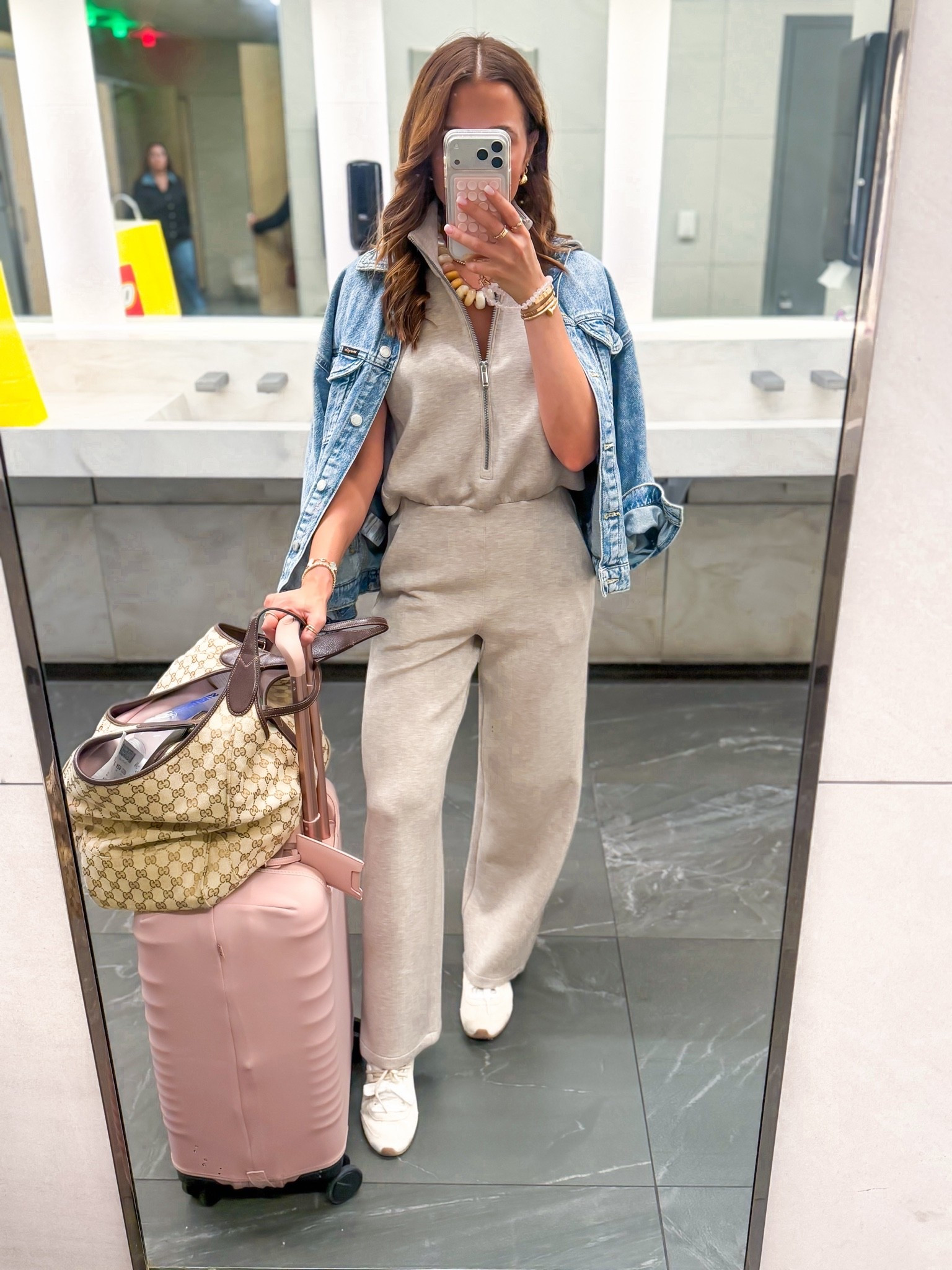 New bathroom-friendly jumpsuits - on sale with code LISAMARIEXSPANX on first time purchases. This is a new style and it fits like a dream. Wearing XS petite. Travel outfit. Airport outfit. Travel necessities. Travel must haves. XS in slouchy denim jacket. Sneakers mules are TTS.

#LTKTravel #LTKgrwm #LTKootd #LTKgrwm #LTKootd #LTKTravel