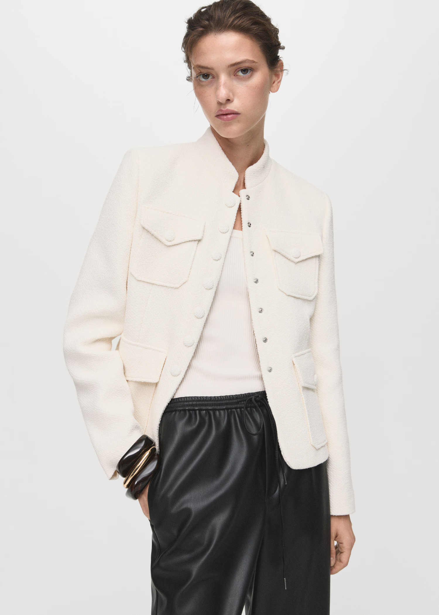 Faux-leather trousers with elastic waist | MANGO (UK)