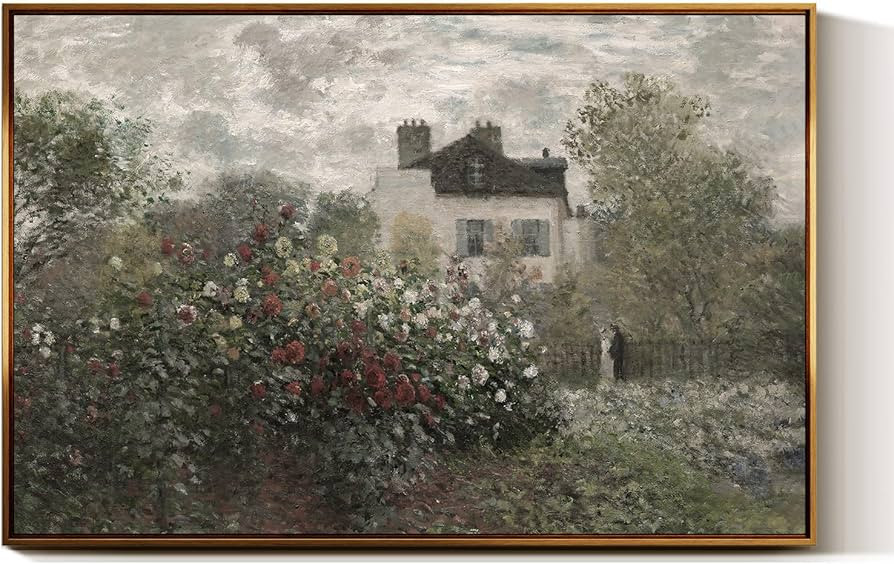 InSimSea Golden Framed Vintage Canvas Wall Art The Artist's Garden in Argenteuil Cottage 24x36inc... | Amazon (US)