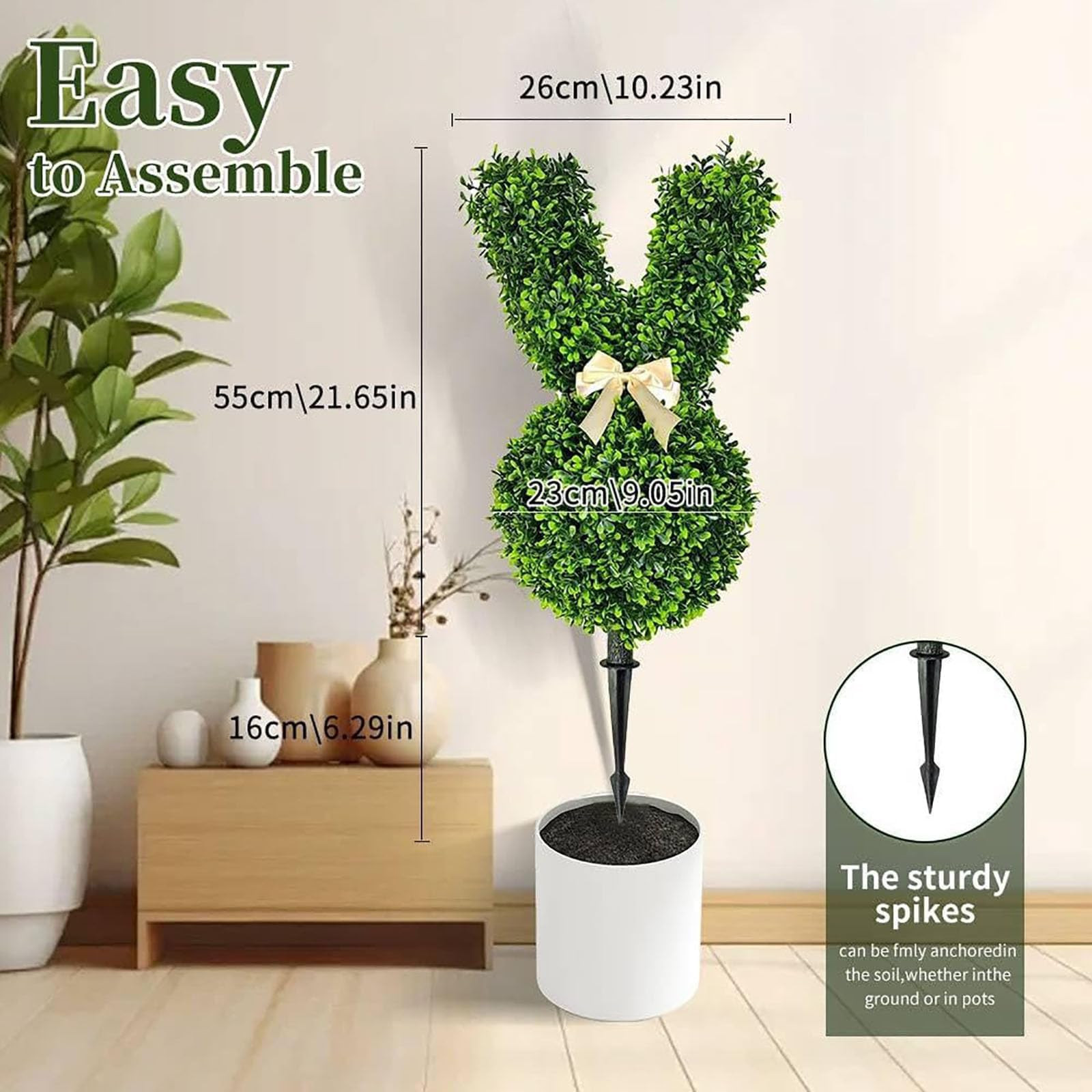 Topiary Bunny, 2 Pcs Bunny Topiary Outdoor, Green Artificial Bunny-Shaped Topiary Tree Pot Fake E... | Amazon (US)