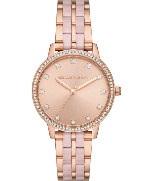 Michael Kors Women's Melissa Three-Hand Rose Gold-Tone Stainless Steel Bracelet Watch 36mm & Revi... | Macys (US)