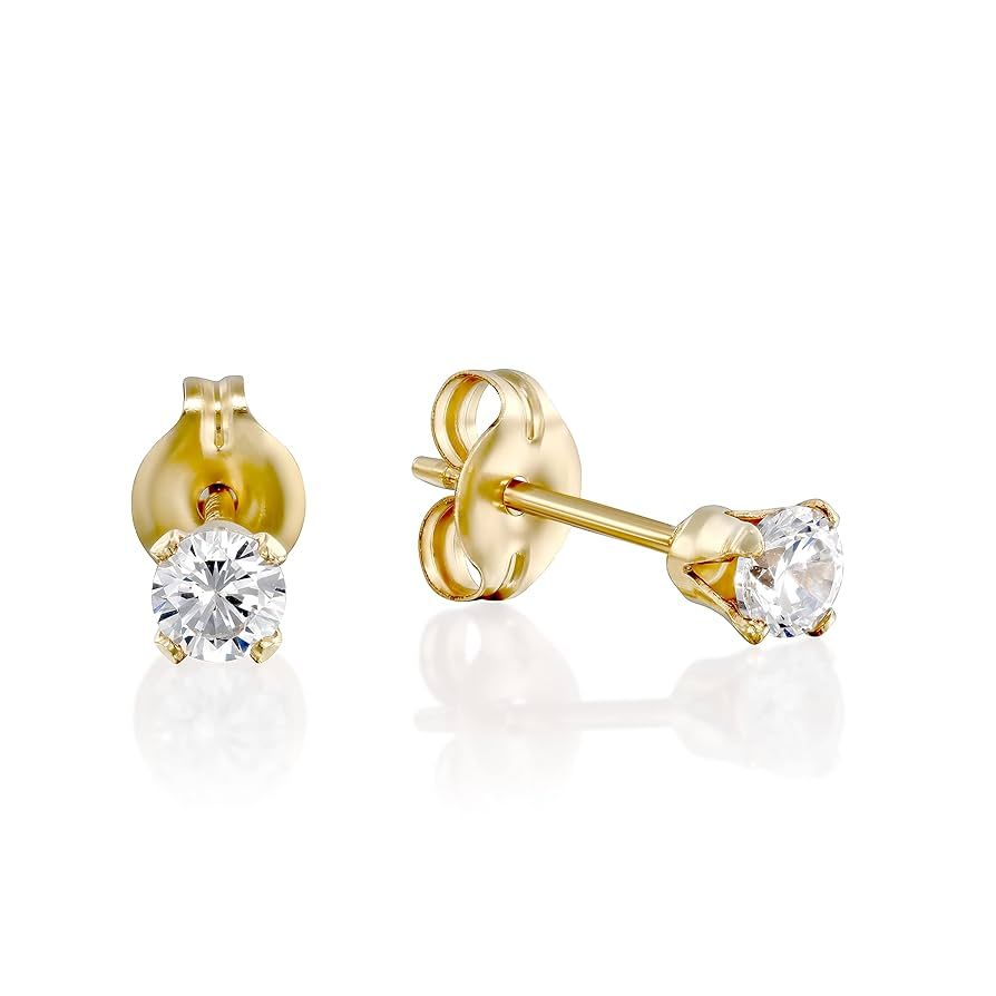 Everyday Gold Filled CZ Diamond Stud Earrings - Tiny Wedding Zircon Post Earrings for Bride and B... | Amazon (US)