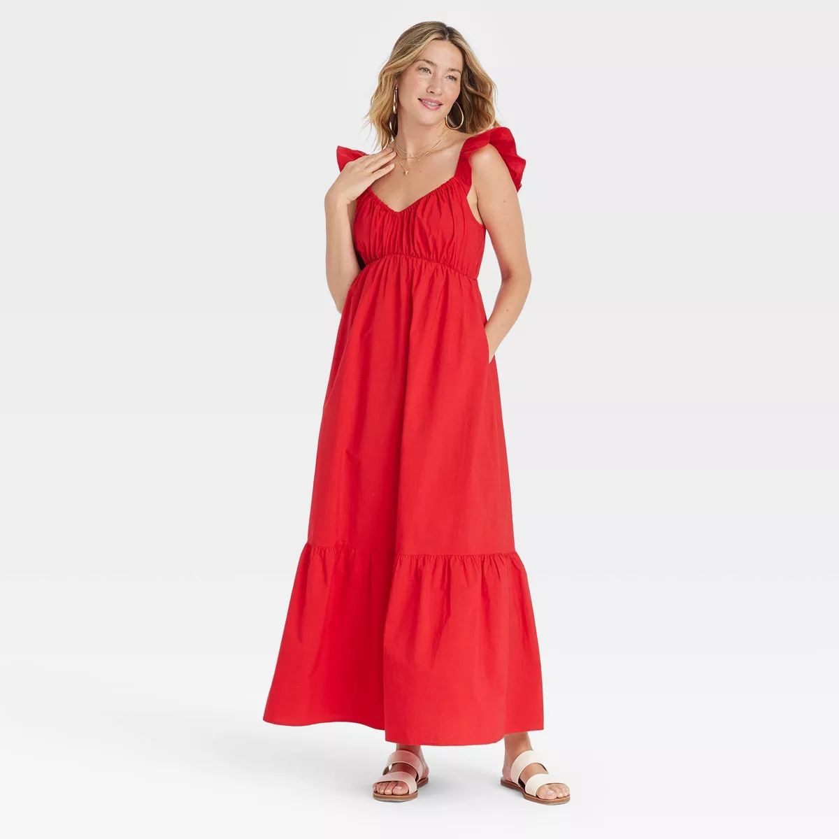 Women's Flutter Cap Sleeve Maxi A-Line Dress - Universal Thread™ | Target