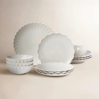 French Perle Scallop 12 Piece Dinnerware Set, Service for 4 | Wayfair North America
