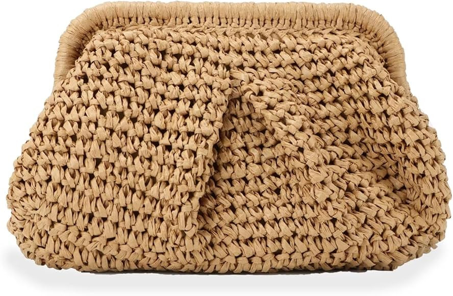 Tabeskly Straw Clutch Purse Beach Bag for Women Uk Woven Tote Summer Raffia Ladies Holiday Dumpli... | Amazon (UK)