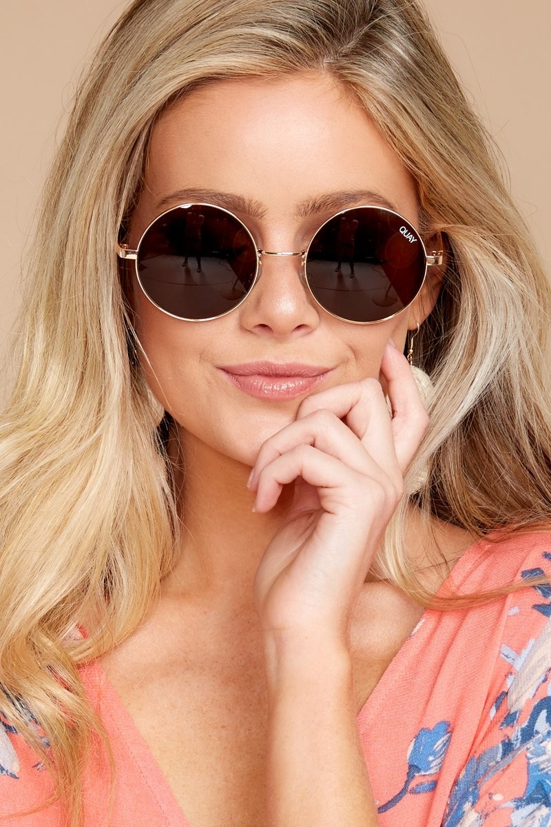 Electric Dreams Rose Gold Brown Sunglasses | Red Dress 