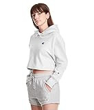 Champion womens Reverse Weave Cropped Cut-off Hoodie, Left Chest C Hooded Sweatshirt, White-54930... | Amazon (US)