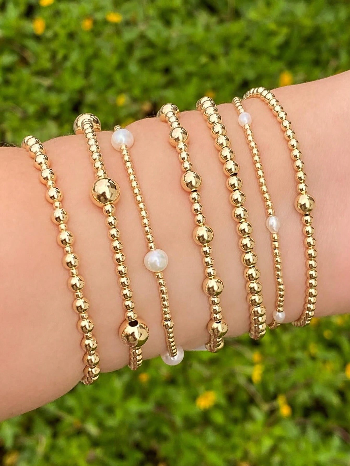 Trends7pcs/Set Fashionable Faux Pearl Beaded Bracelets Jewelry For Women | SHEIN
