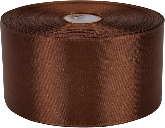 2 inch x 50 Yards Brown Single Face Satin Ribbon Solid Fabric Ribbon for Gift Wrapping Floral Bou... | Amazon (US)
