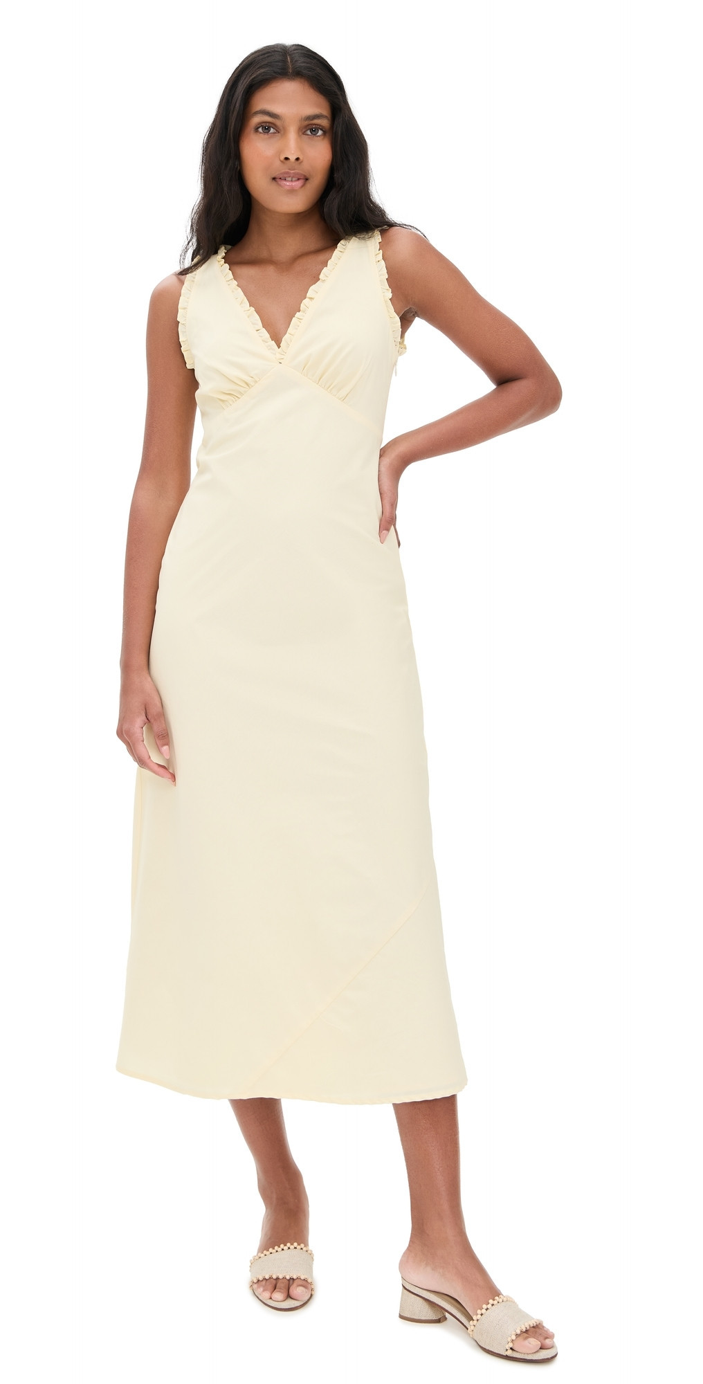 WAYF Midi Dress Straw Yellow XS | Shopbop
