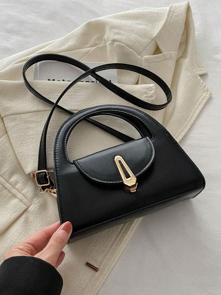 1 Pc Minimalist Retro Mini Handbag Square Bag Hardware Lock Buckle Decoration Flap Opening Shoulder Strap Adjustable Lightweight Crossbody Bag Suitable For Women's Daily Casual Use | SHEIN