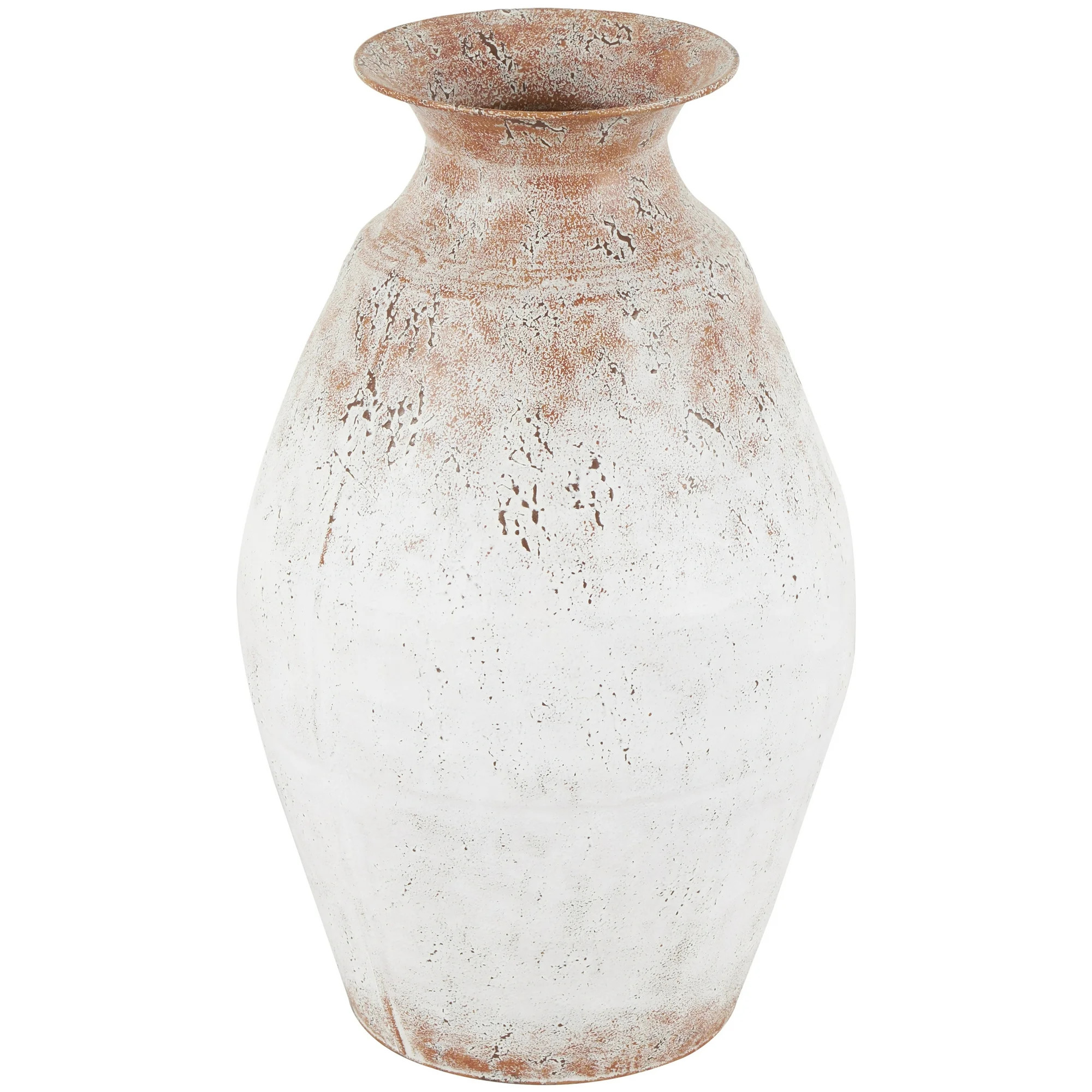 DecMode 18" Distressed Textured Copper Metal Vase with Terracotta Accents | Walmart (US)