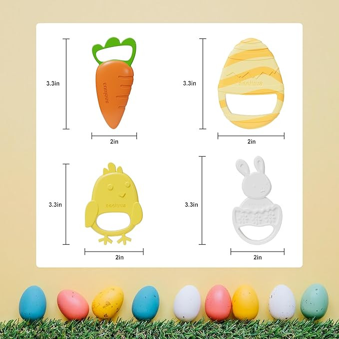 Easter Teething Toys for Babies，Soft Silicone Baby Easter Chew Toy，My First Easter Teether fo... | Amazon (US)