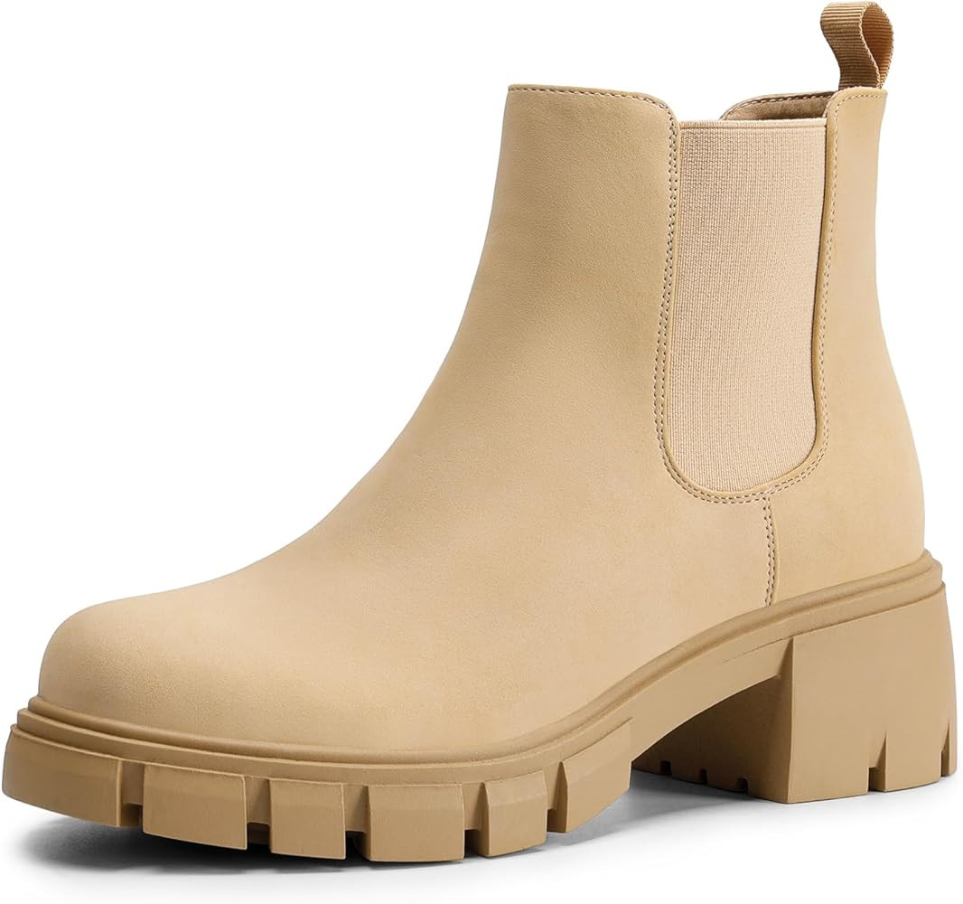 DREAM PAIRS Women's Elastic Chelsea Ankle Boots Platform Low Chunky Block Heel Lug Sole Slip on F... | Amazon (US)