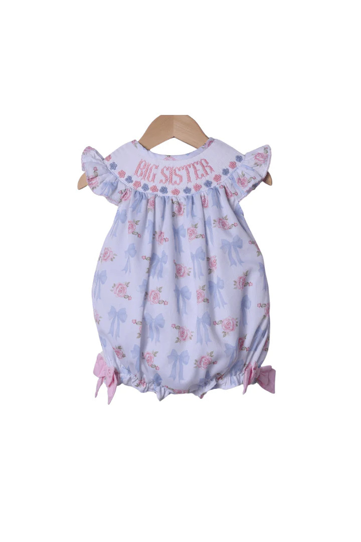 Smocked Rose and Bow Big Sister Bubble | The Smocked Flamingo