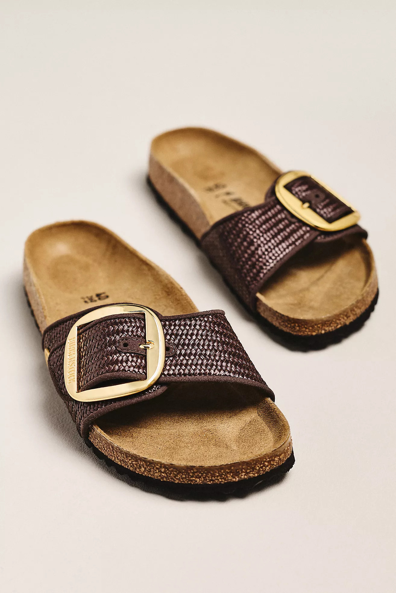 Birkenstock Madrid Big Buckle Raffia Sandals | Anthropologie (US)
