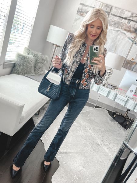 Loving this faux leather snake print jacket! The fit is impeccable and the edgy animal print is right on trend for this season! It runs tts, I’m wearing a size 0. 

#LTKover40 #LTKstyletip #LTKCon