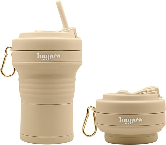 HANARA Collapsible Cup with Reusable Straw – 18 Oz (550 Ml), Portable Travel Mug, BPA-Free, Lea... | Amazon (US)
