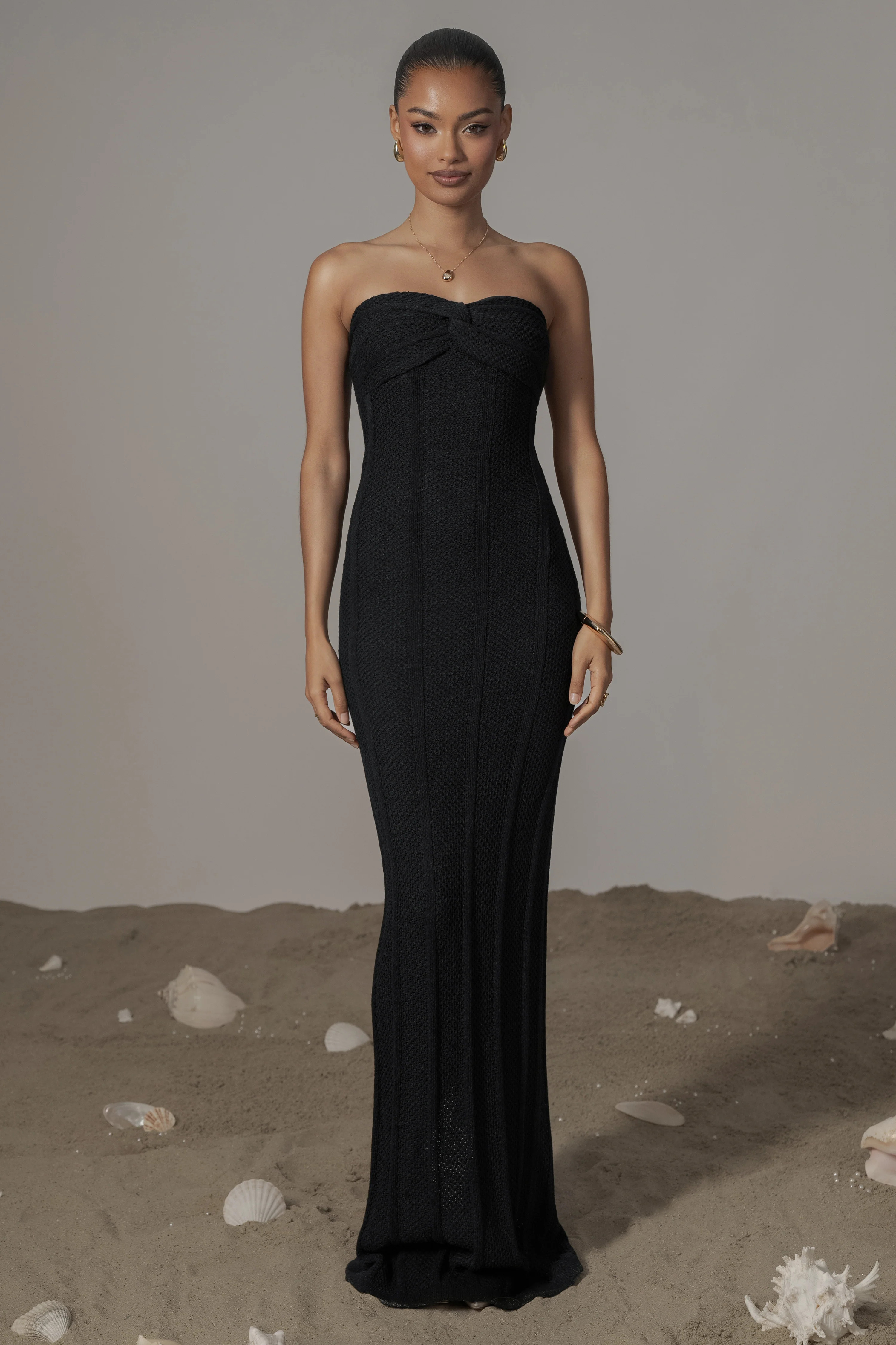 Black Blanca Strapless Maxi Dress | JLUXLABEL