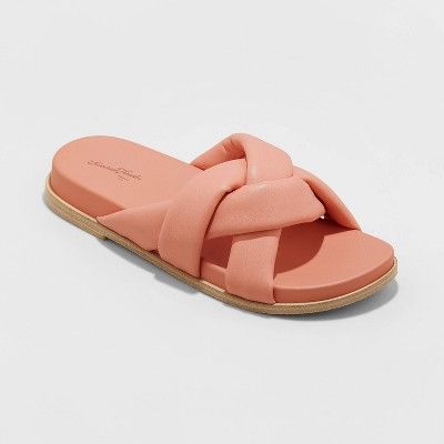 Women&#39;s Cosette Padded Slide Sandals - Universal Thread&#8482; Coral Pink 7.5 | Target