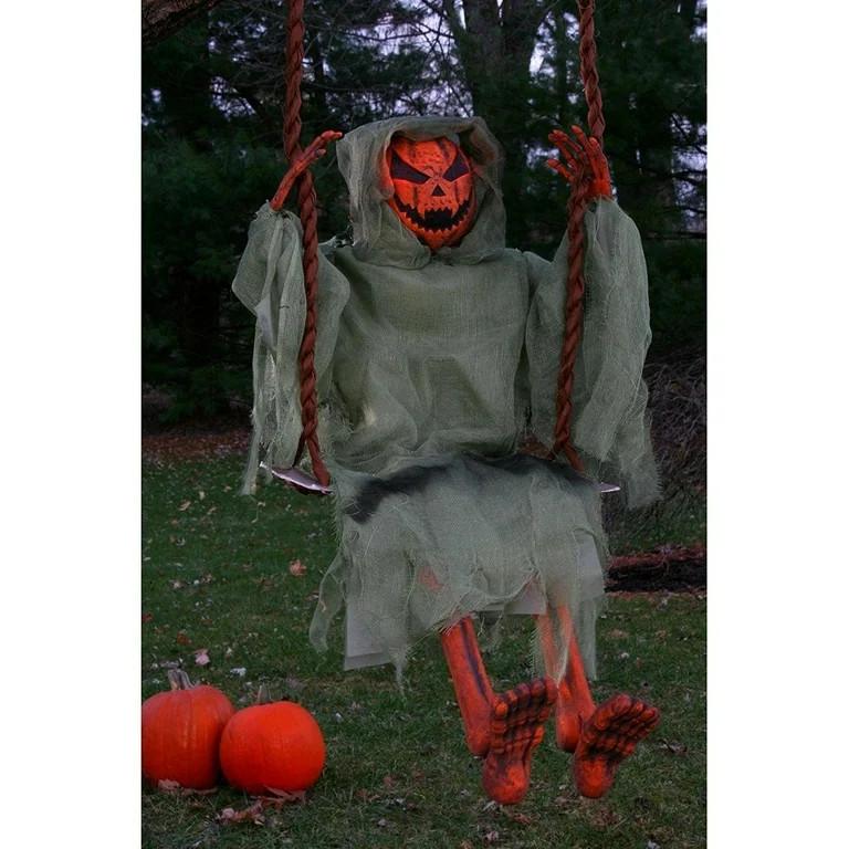 Way To Celebrate 36" Swinging Dead Pumpkin Halloween Decoration | Walmart (US)