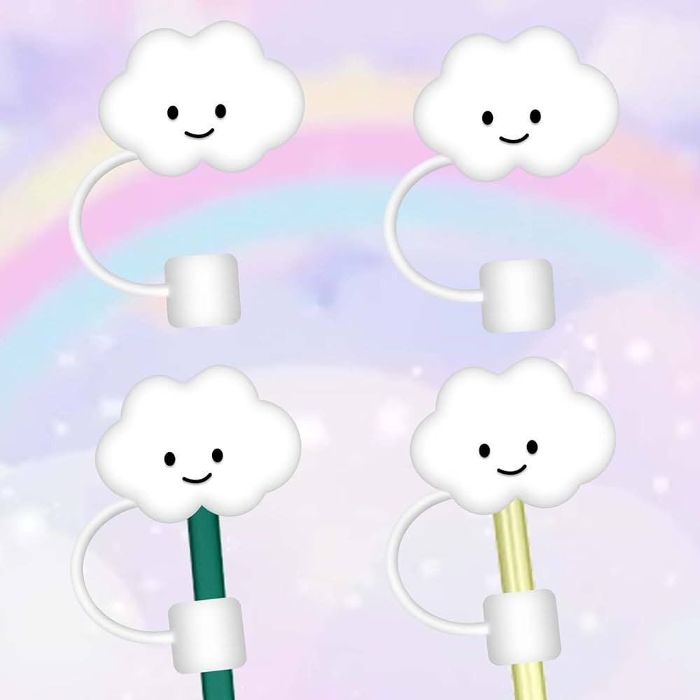 Vodolo 4Pcs Cloud Straw Covers - Straw Tip Cap Reusable Drinking Straw Toppers, Silicone Straw Pl... | Amazon (US)