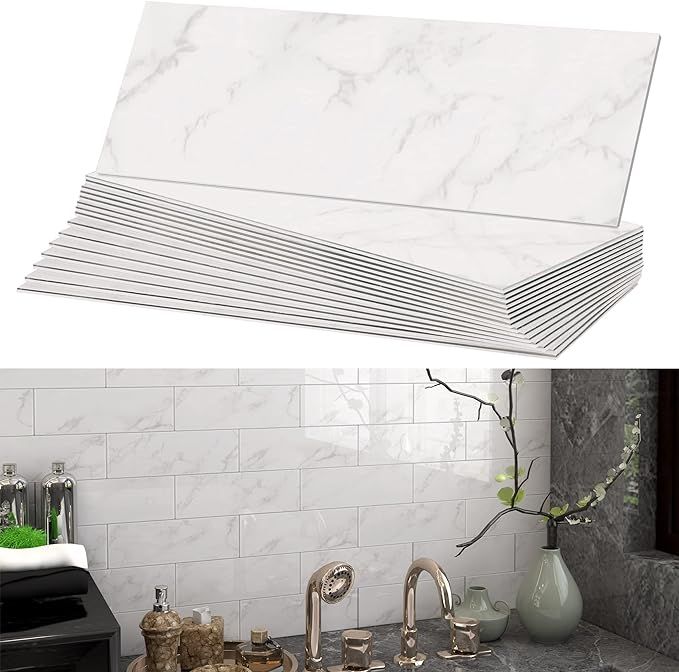 BeNice Peel and Stick Backsplash for Kitchen Walls Tile Stickers Waterproof Marble Tile 3.85"x11.... | Amazon (US)