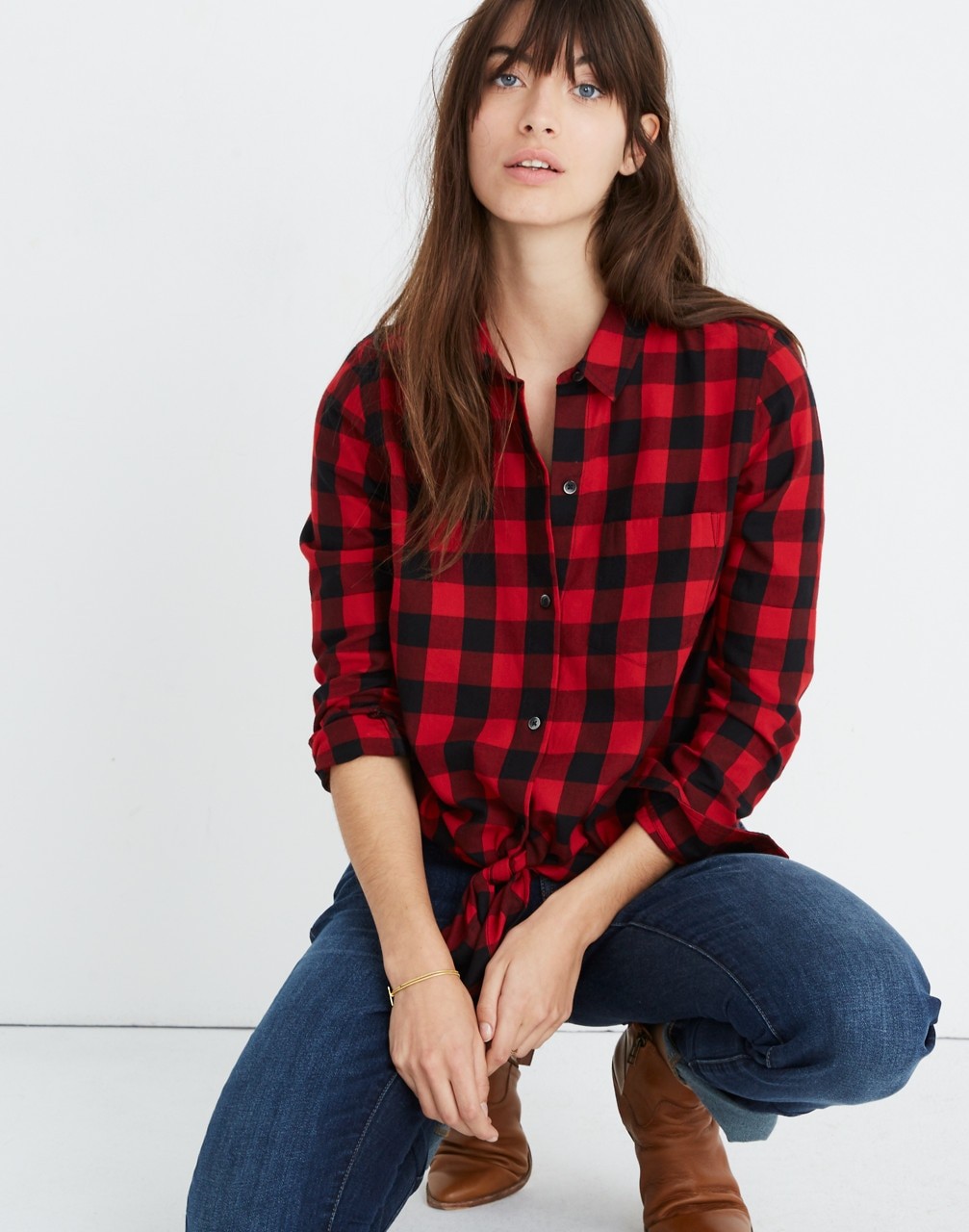 Flannel Tie-Front Shirt in Buffalo Check | Madewell