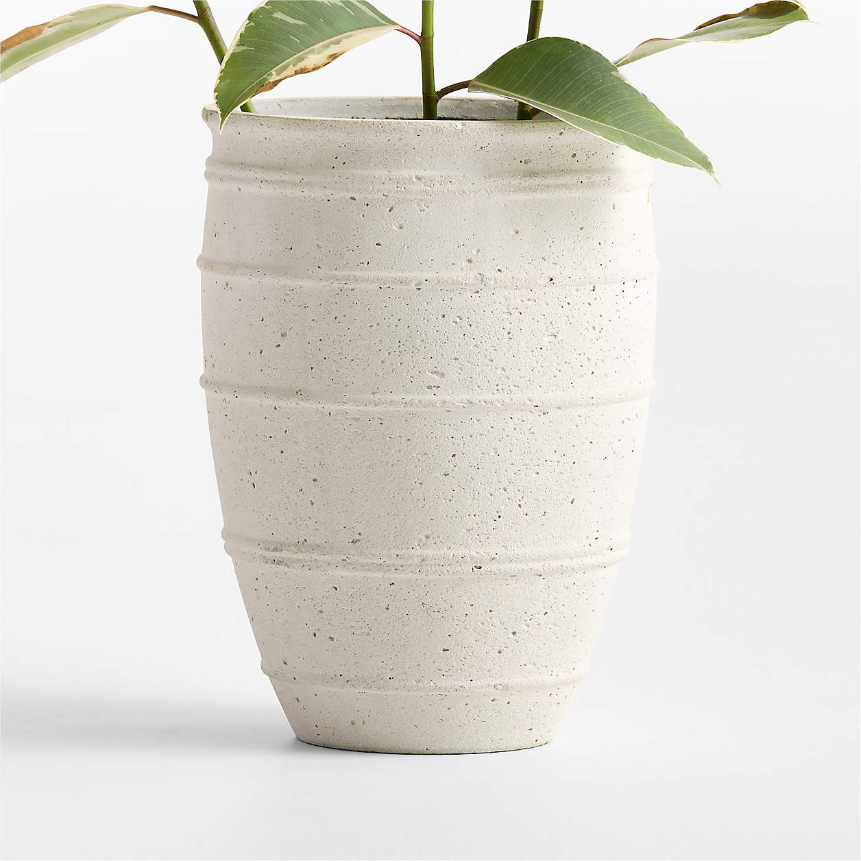 Kina 15.75" x 11.61" White Indoor/Outdoor Fiberstone Planter | Crate & Barrel | Crate & Barrel