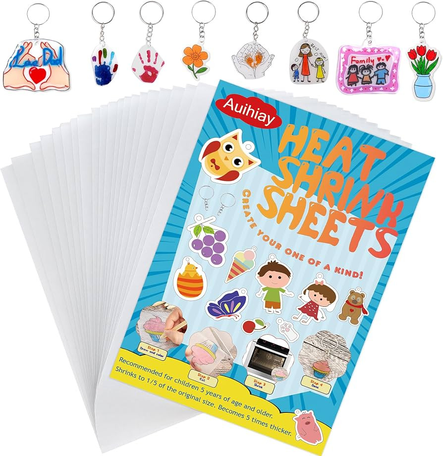 Auihiay 20 Pieces Shrinky Plastic Sheets, Shrink Films Papers, Shrinky Art for Kids Paper Crafts,... | Amazon (US)