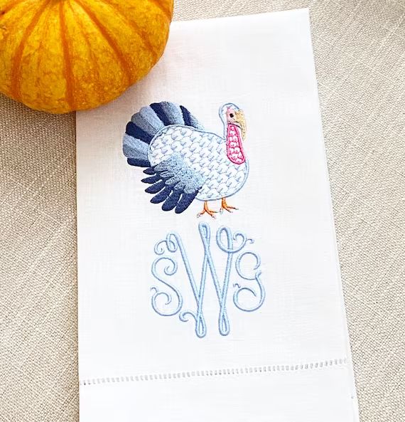 Read the full title
    Embroidered Chinoiserie Turkey Hand Towel | Etsy (US)