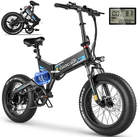 Gocio Foldable Electric Bikes Adult 20"x4" Fat Tire Electric Bike, 48V 10.4Ah, 500W Electric Mountain Bike Full Suspension, LCD, Shimano 7 Speed Electric Cruiser Bicycle UL2849 Certified | Walmart (US)