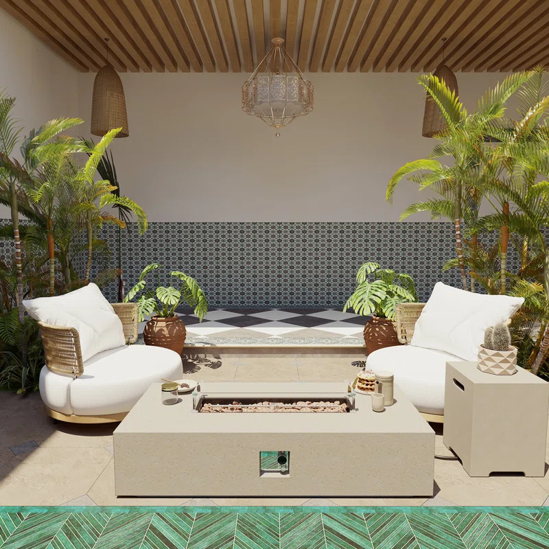 13'' H x 56'' W Magnesium Oxide Propane Outdoor Fire Pit Table | Wayfair North America