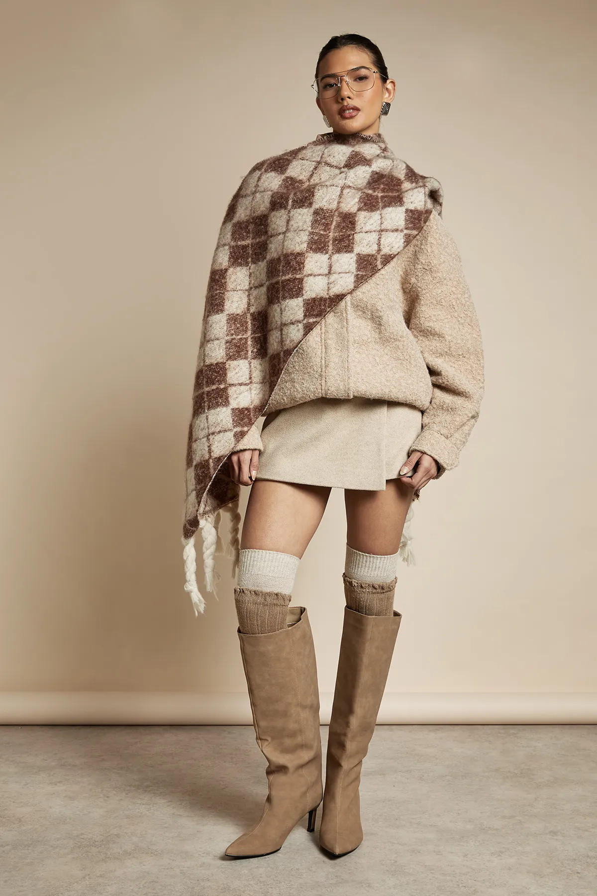 Boucle Wool Look Bomber Jacket | Boohoo.com (UK & IE)