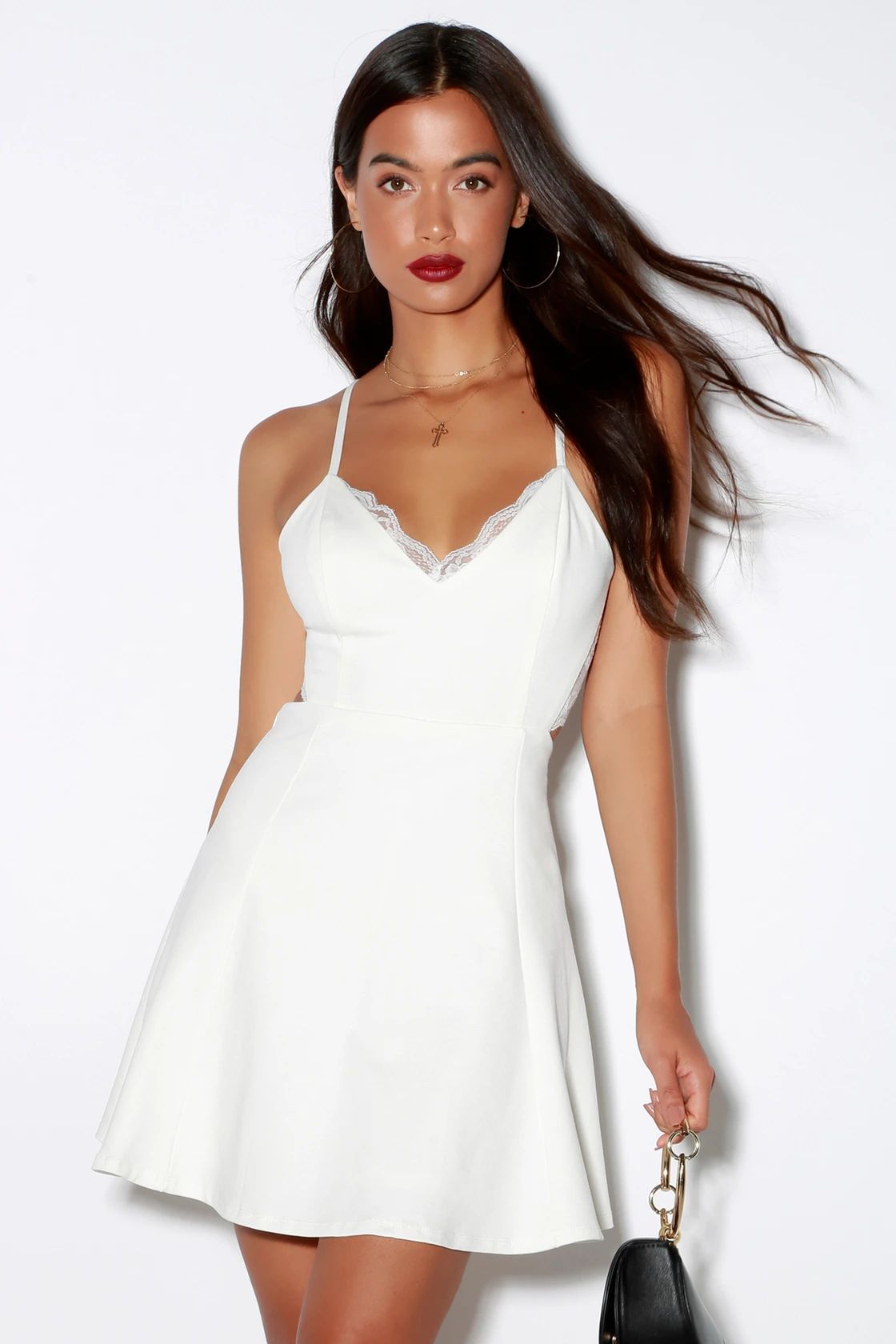 Perfect Evening Ivory Lace Skater Dress | Lulus (US)