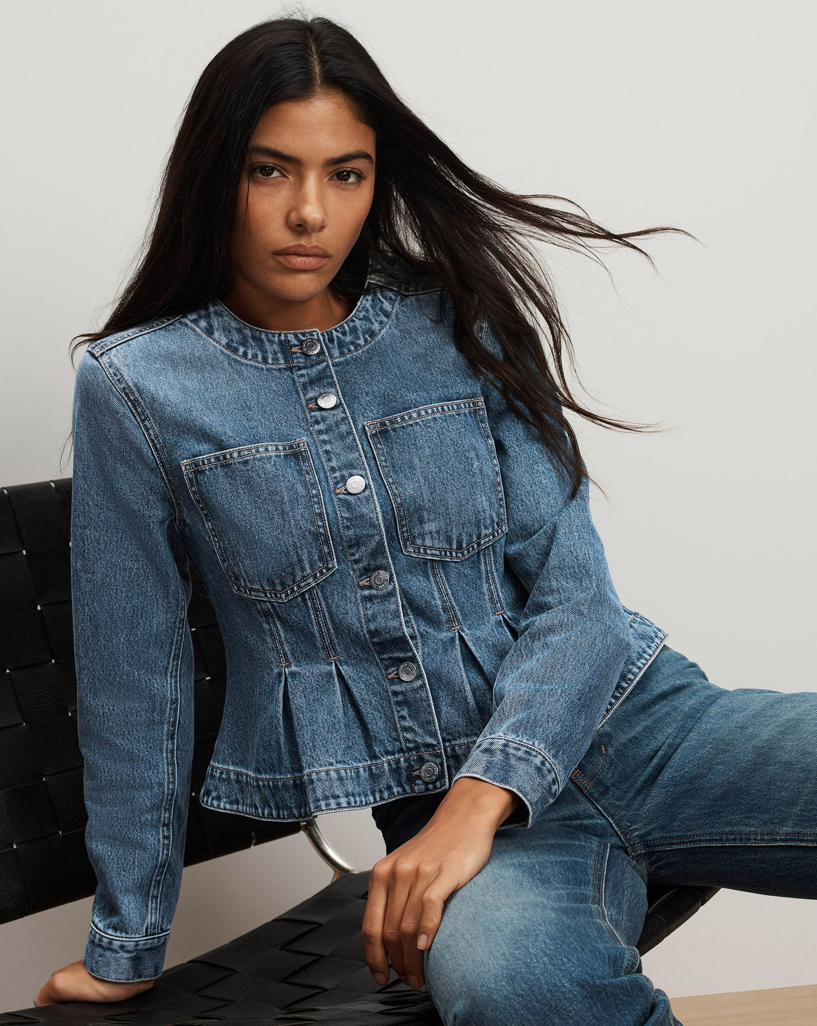 Veronica Beard Zahara Peplum Denim Jacket Time Warp | Veronica Beard