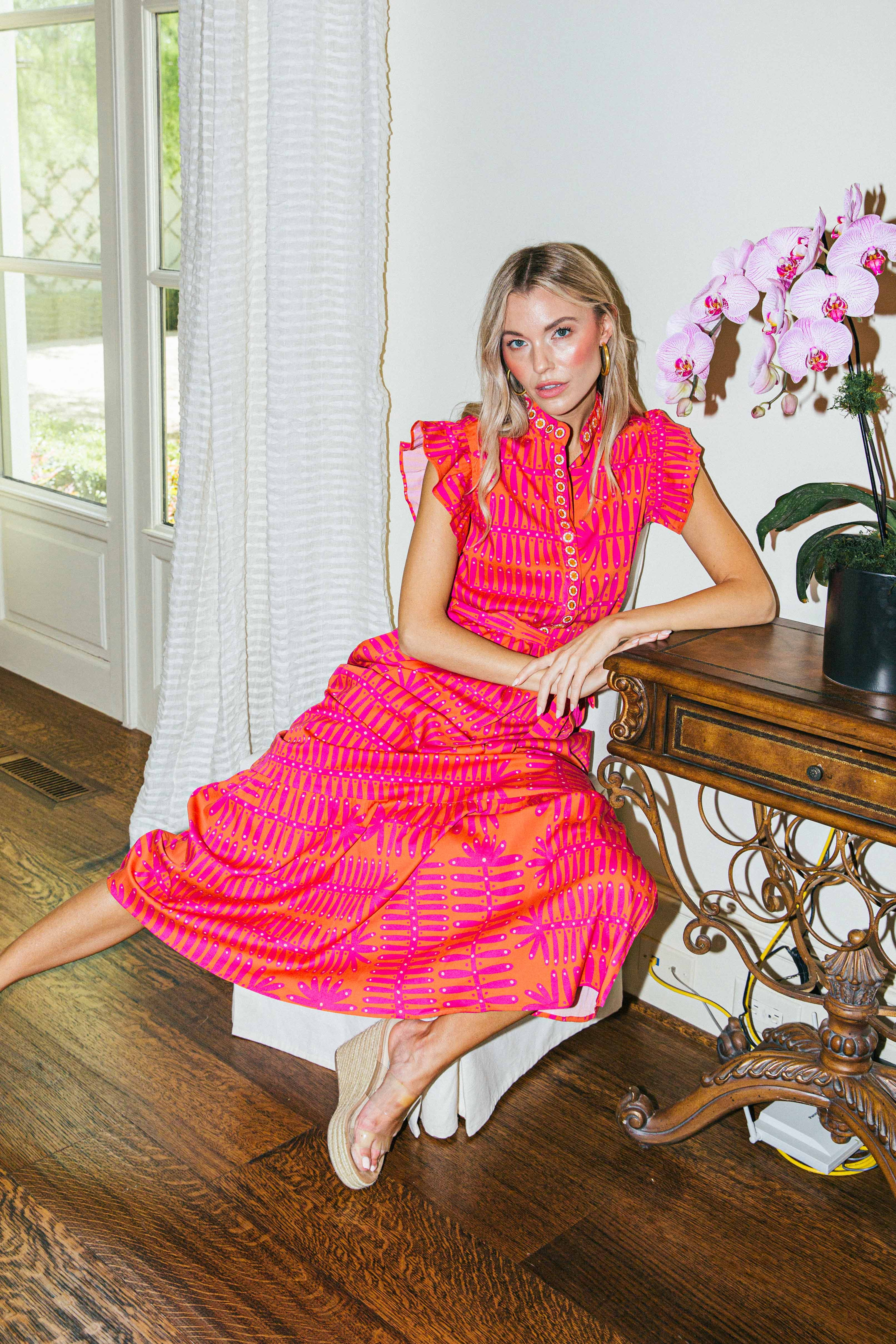 Sheridan French I Resort 2024 I Taylor Dress in Magenta Botanical | Sheridan French