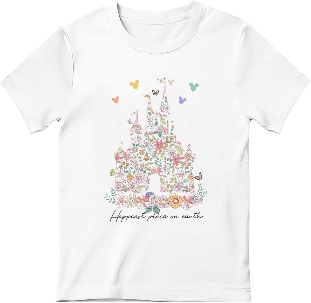 Magic Kingdom Shirts for Girls Floral Magical Castle Graphic Cute Tshirt Kids Flower Holiday Vaca... | Amazon (US)