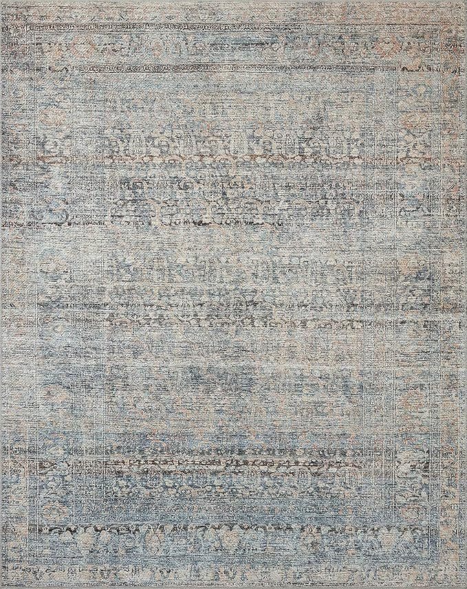 Amber Lewis x Loloi Billie Collection BIL-05 Denim / Blush, Traditional 7'-6" x 9'-6" Area Rug | Amazon (US)