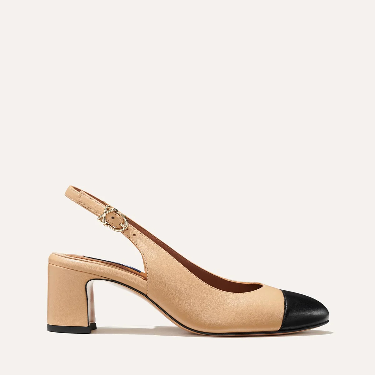 The Cluny Slingback - Dune and Black Nappa | Margaux