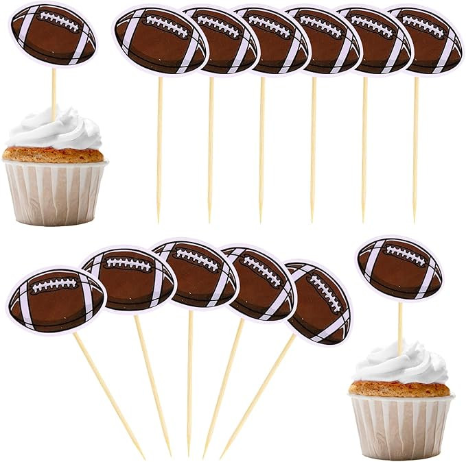 40pcs Football Cupcake Topper, Rugby Ball Cake Toothpicks Football Cupcake Picks Sport Themed Par... | Amazon (US)