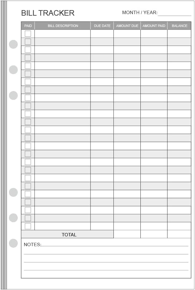 Bill Payment Tracker Refills - 100 Sheets/200 Pages, Bill Pay Checklist Refills for Filofax Plann... | Amazon (US)