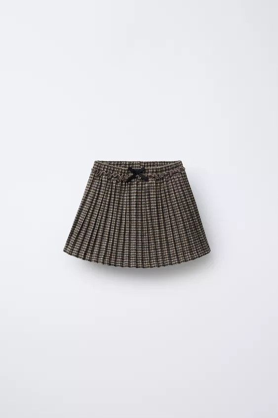 CHECKED PLEATED BERMUDA SKIRT | Zara Canada