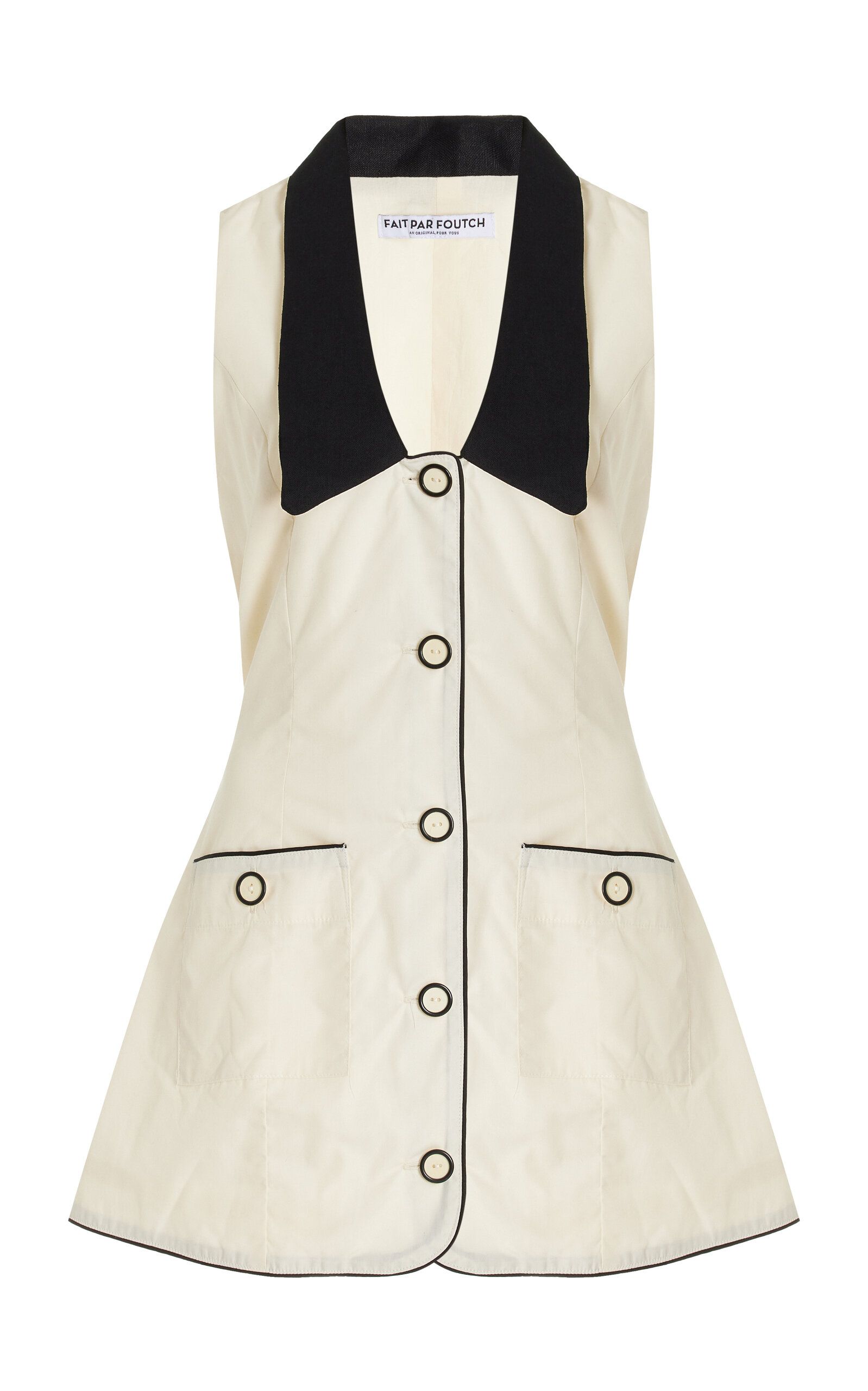 Adrienna Linen-Trimmed Cotton-Blend Tuxedo Mini Dress | Moda Operandi (Global)