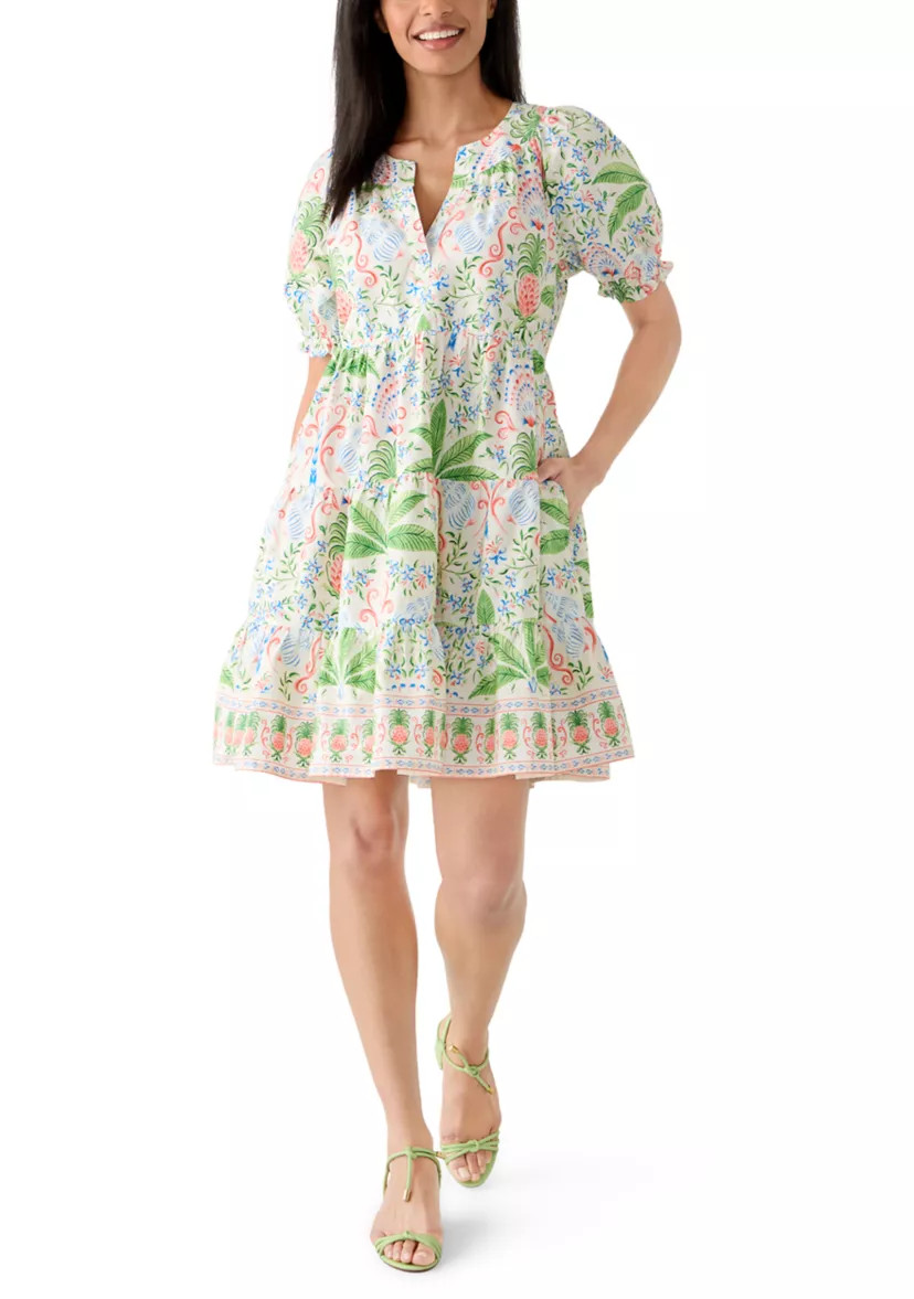 Women's Short Sleeve Printed Peasant Dress | Belk