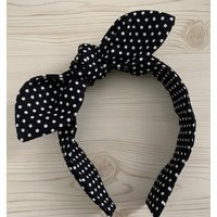 Black & White Polka Dot Top Knot Headband, Hair Accessory, Holiday Headband, Hairbow, Vintage Inspired Retro, Non Slips | Etsy (US)