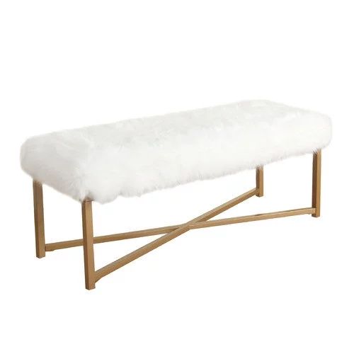 HomePop Upholstered Bench, Cream - Walmart.com | Walmart (US)