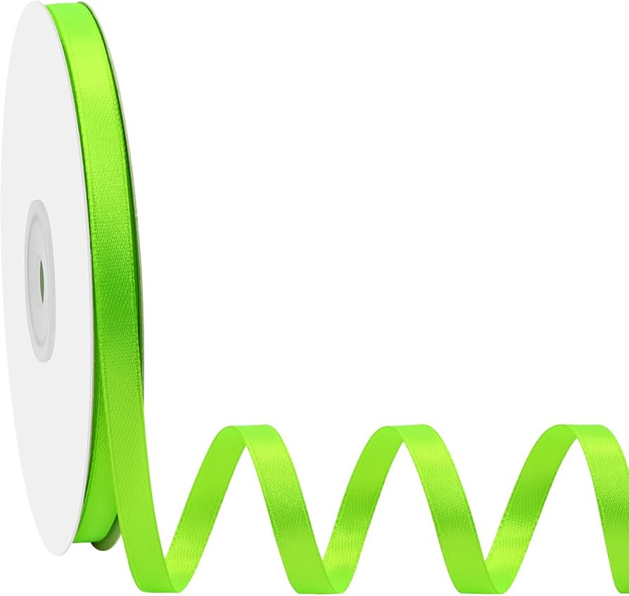 Double Face Fluorescent Green Satin Ribbon 1/4 Inch X 50 Yards Polyester Fluorescent Green Ribbon... | Amazon (US)