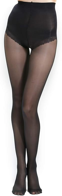 WEANMIX Women's Control Top Compression Pantyhose Solid Color Tights Silky Soft Stockings with Re... | Amazon (US)