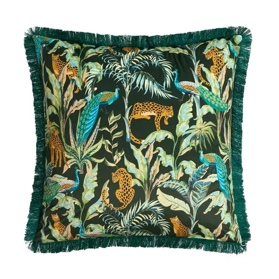 Stylehouse 20" x 20" Jungle Animals Fringe Decorative Pillow | Walmart (US)